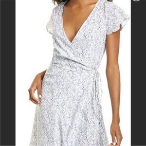 Faherty Lillian Wrap Dress in Bloom White/NWT/ 100% Silk/ Small
